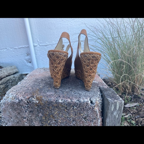 PRADA Caned Platform Open Toe Wedges 36.5 6.5 - Picture 2 of 6